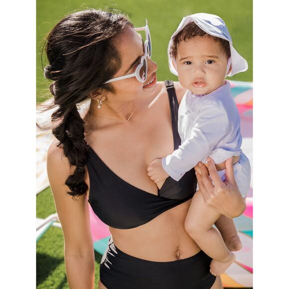 NWT KINDRED BRAVELY Crossover Maternity & Nursing Bikini Top Black Size Large‎ - Picture 3 of 16